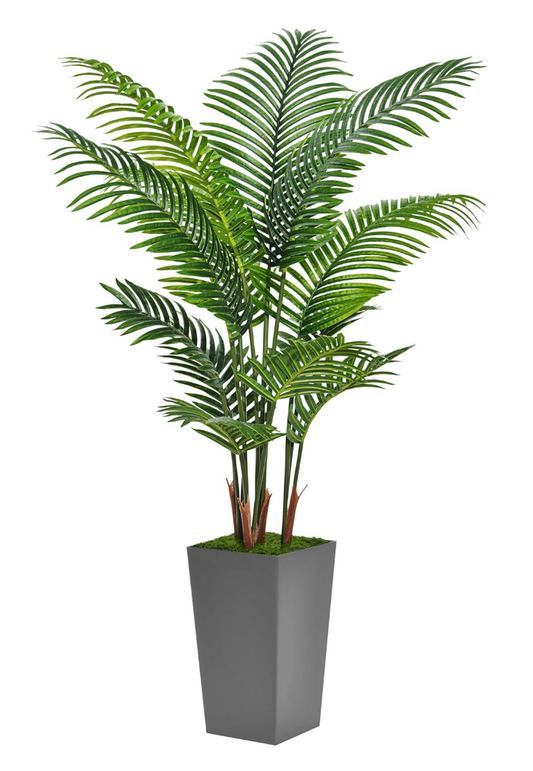 5ft artificial palm tree w/ gray tall planter 🌿