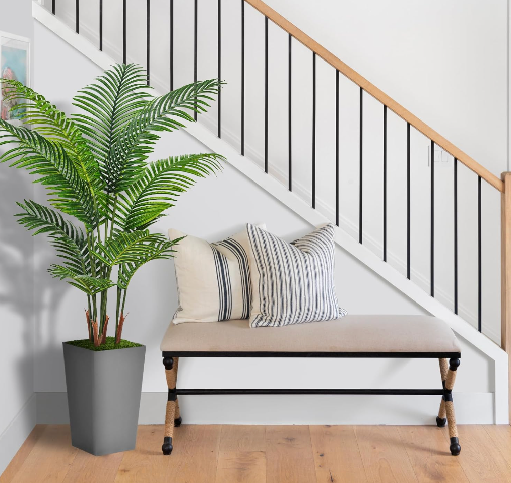 5ft artificial palm tree w/ gray tall planter 🌿