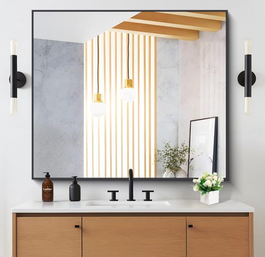 Modern black 36x40 metal frame mirror 🖤