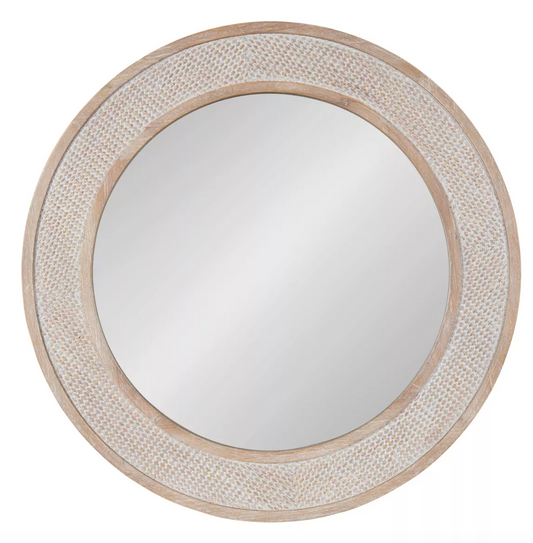 Stunning rustic, beachy 28" round wood mirror 🪞