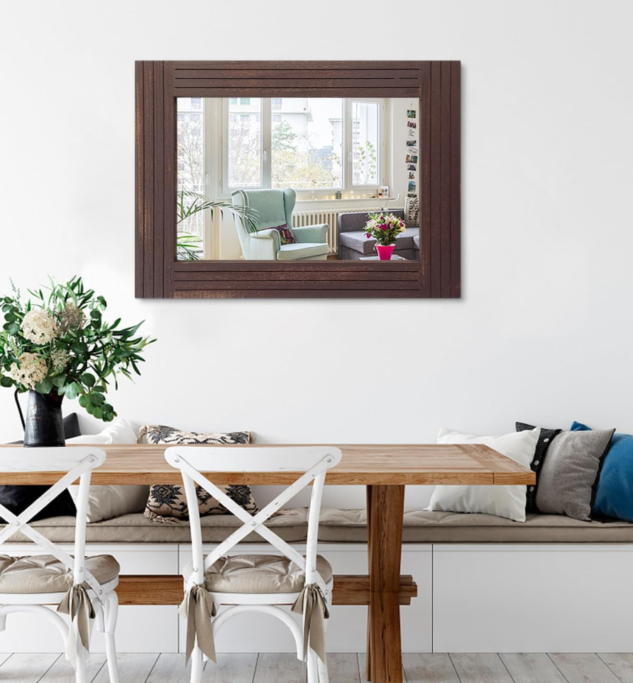 Vintage 18x26 rustic brown wood mirror 🤎
