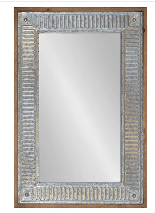 Farmhouse 20x30 rustic brown & silver mirror w/ galvanized metal frame 🩶