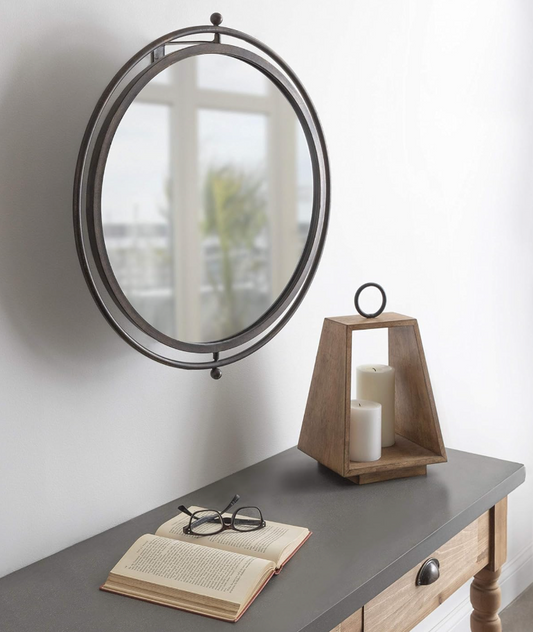 Rustic 21" raw iron pivot mirror 🪞