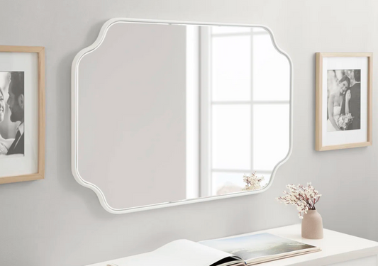 Scalloped 24x36 white wall mirror 🤍