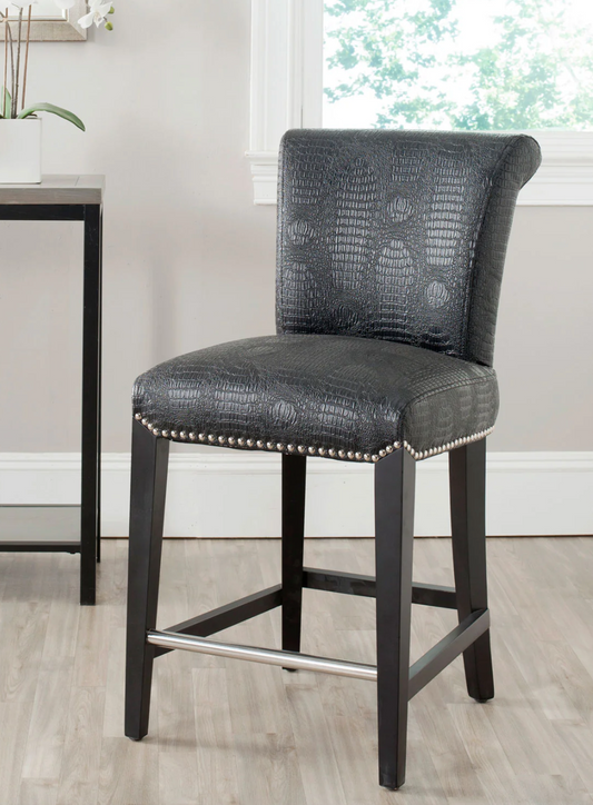 2 faux black crocodile counterheight barstools 🖤