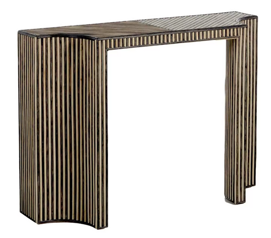 Modern Dark Gray & Whitewashed Natural Rattan 48'' Console Table🪴