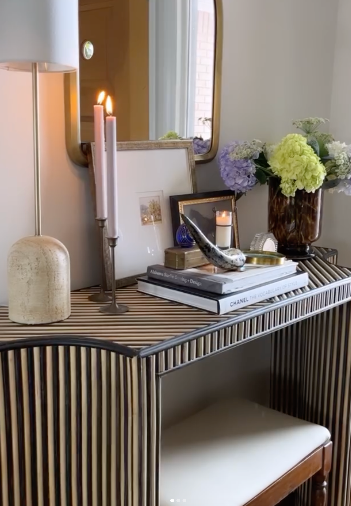 Modern Dark Gray & Whitewashed Natural Rattan 48'' Console Table🪴