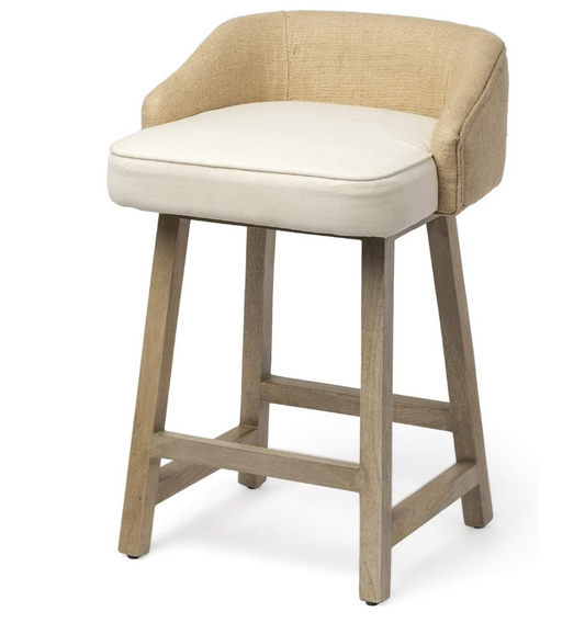 Cream & natural brown 24" counterheight barstool 🪴