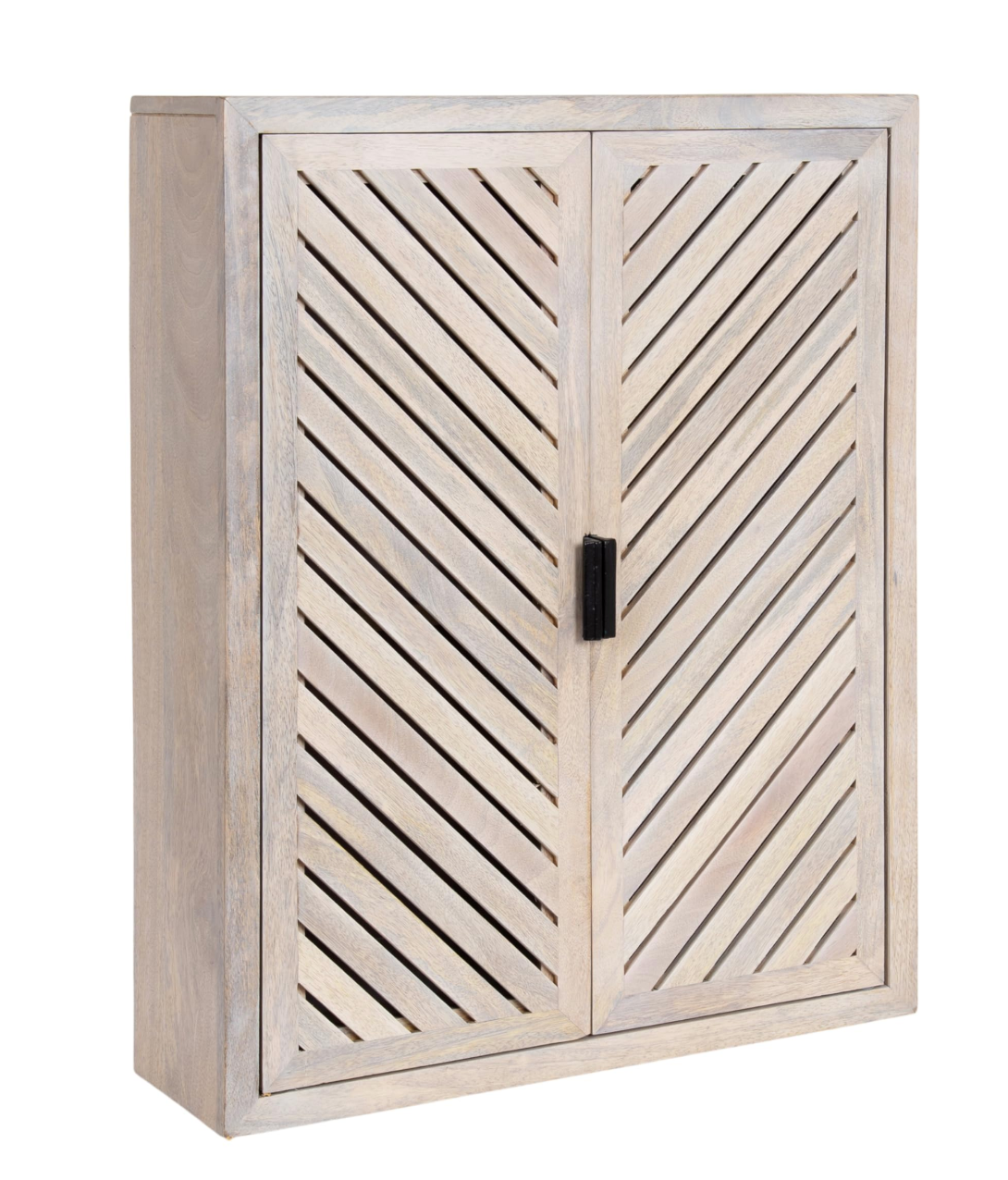 Slatted Chevron design coastal two-door whitewash floating cabinet 🕊