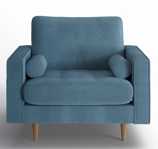 Blue Velvet Upholstered Armchair 🦋