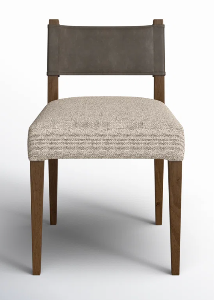Leather & Polyester Side Chair w/ Wood Frame☕