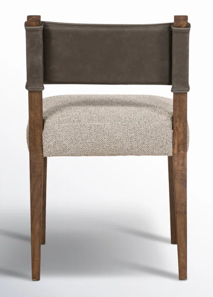Leather & Polyester Side Chair w/ Wood Frame☕
