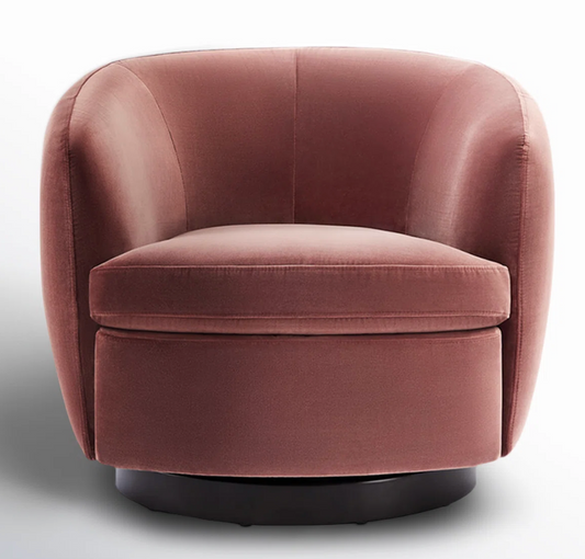 Blush Upholstered Swivel Barrel Chair🪷