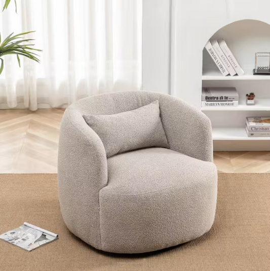 Boucle Taupe Upholstered Swivel Armchair🕊