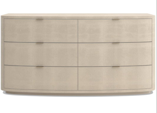 Textured ivory 6 drawer dresser with gold handles 💐