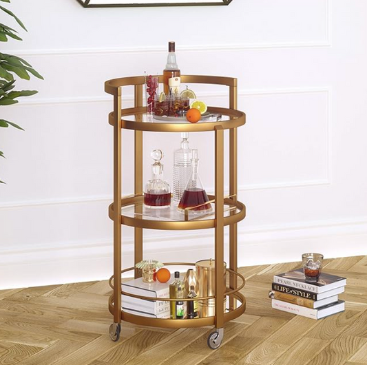 Brass 21" round bar cart 🥂
