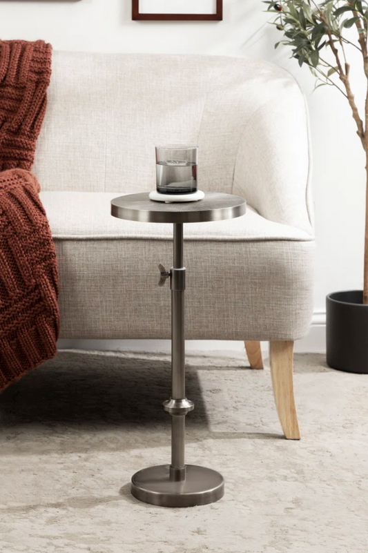 Adjustable grey pedestal end table 🍷