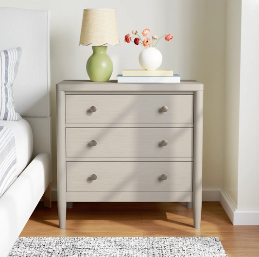 Beige 3-drawer modern nightstand ☕