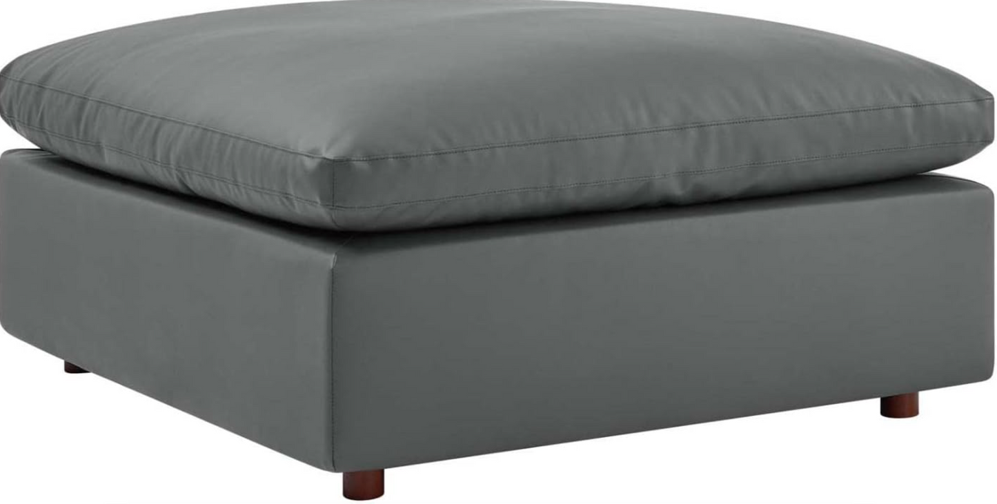 Modular gray overstuffed vegan leather ottoman 🩶