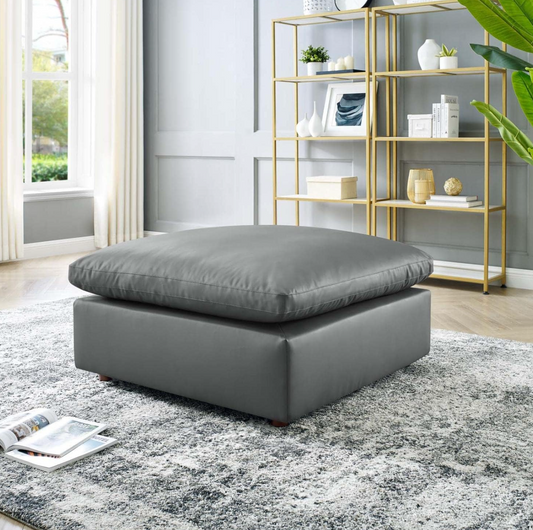 Modular gray overstuffed vegan leather ottoman 🩶