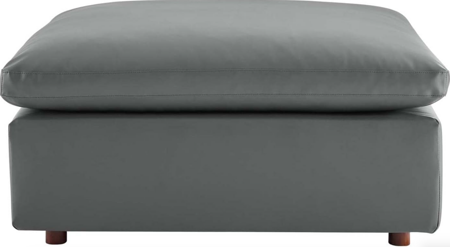 Modular gray overstuffed vegan leather ottoman 🩶
