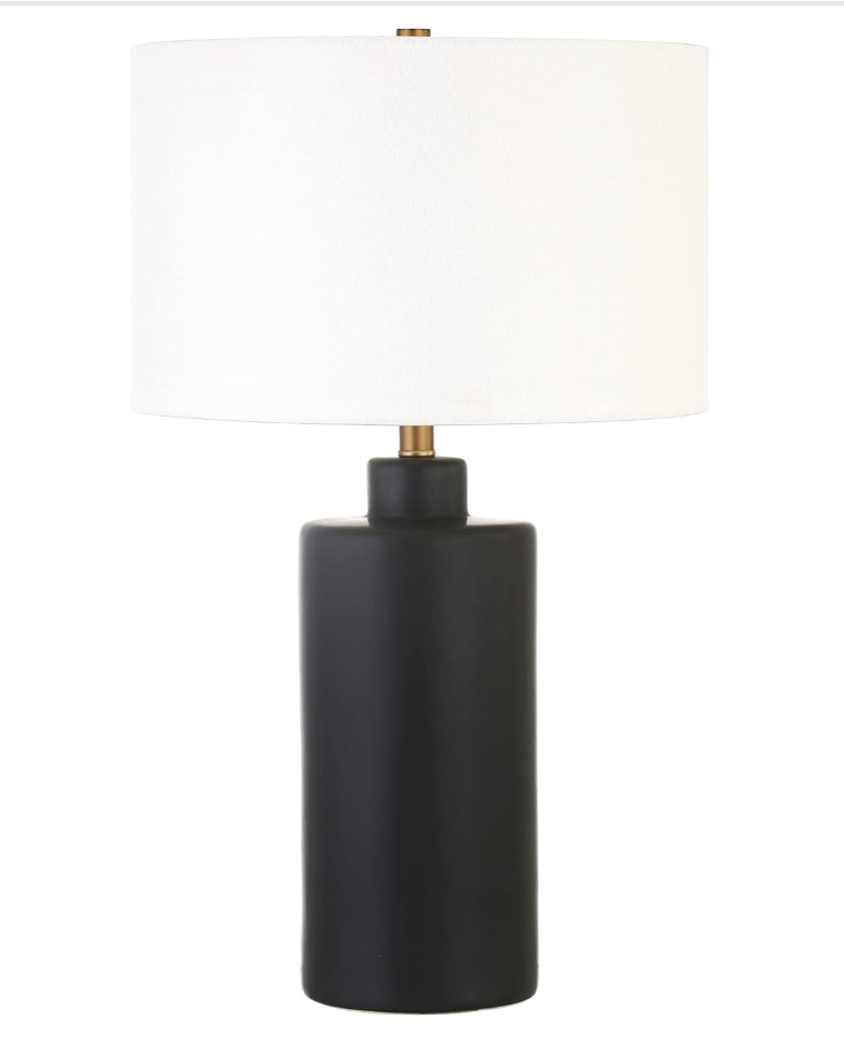 Black ceramic 25" table lamp w/ white fabric shade 🖤