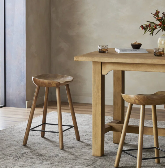 Four Hands solid wood counterheight backless barstool 🍷