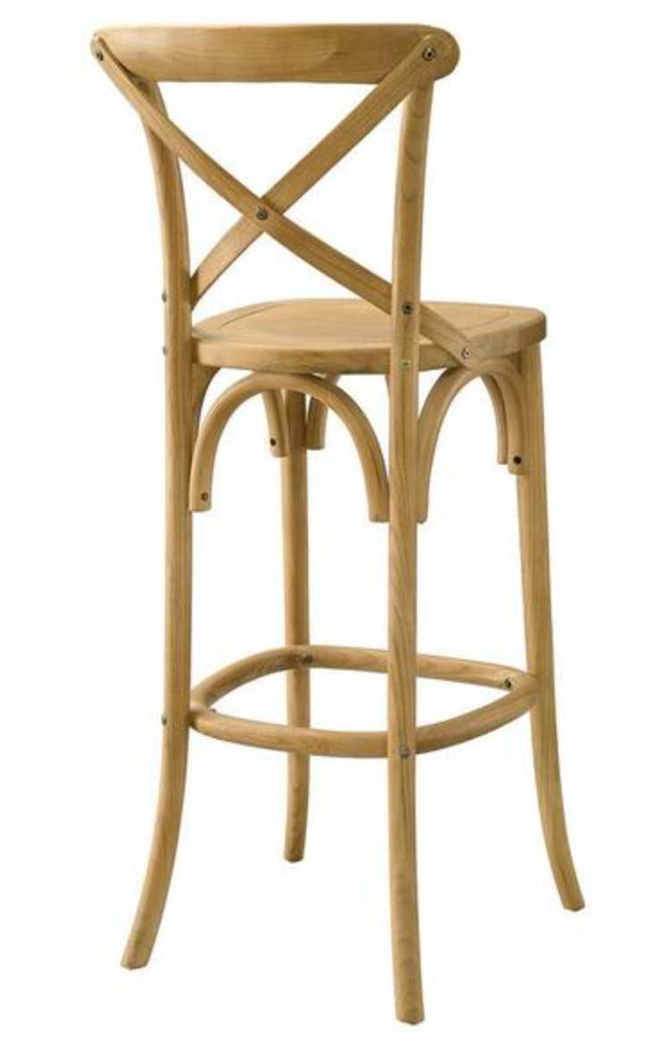 Rustic crossback barheight wood barstool 🥂