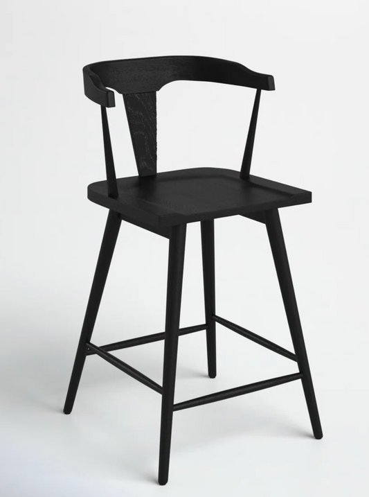 Black wood wishbone counterheight barstool 🍷