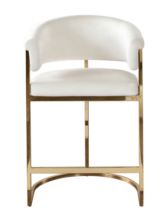 Upholstered white luxury barstool w/ gold frame ✨