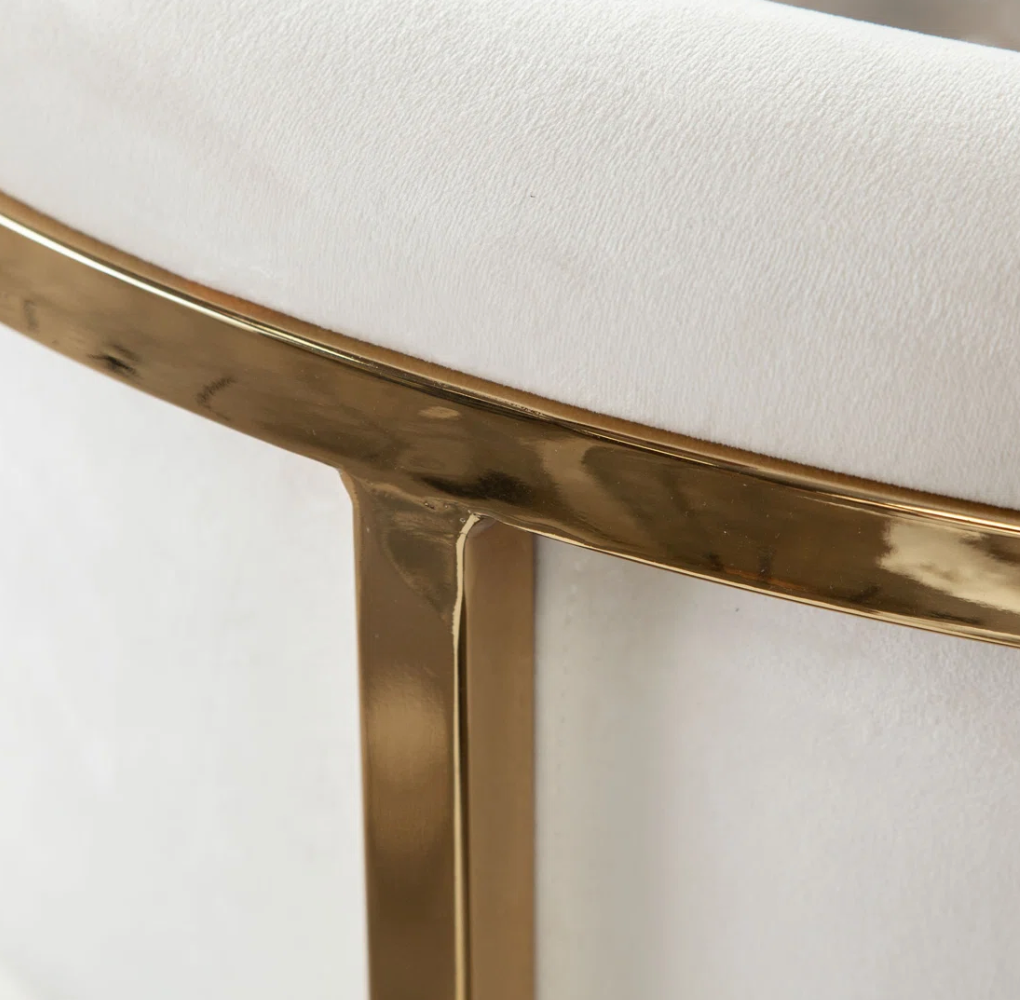 Upholstered white luxury barstool w/ gold frame ✨