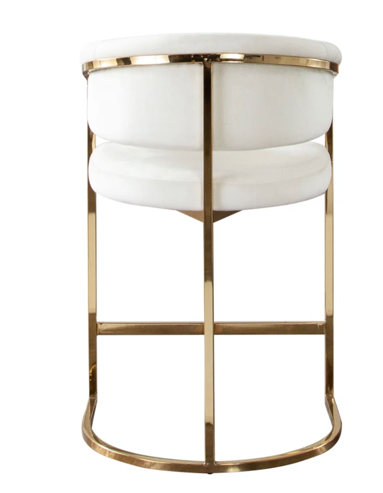 Upholstered white luxury barstool w/ gold frame ✨