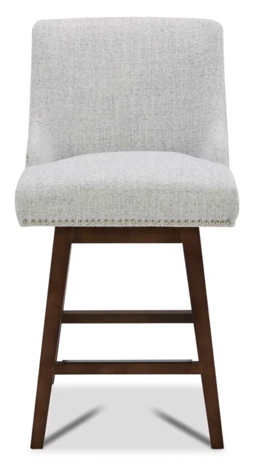 Grey Upholstered Swivel Counter Height Stool w/ Metal Frame🍸