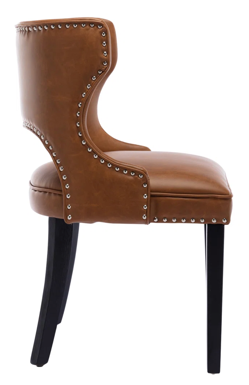 2 MCM Vegan Brown Leather & Wood Dining Chairs 🤎