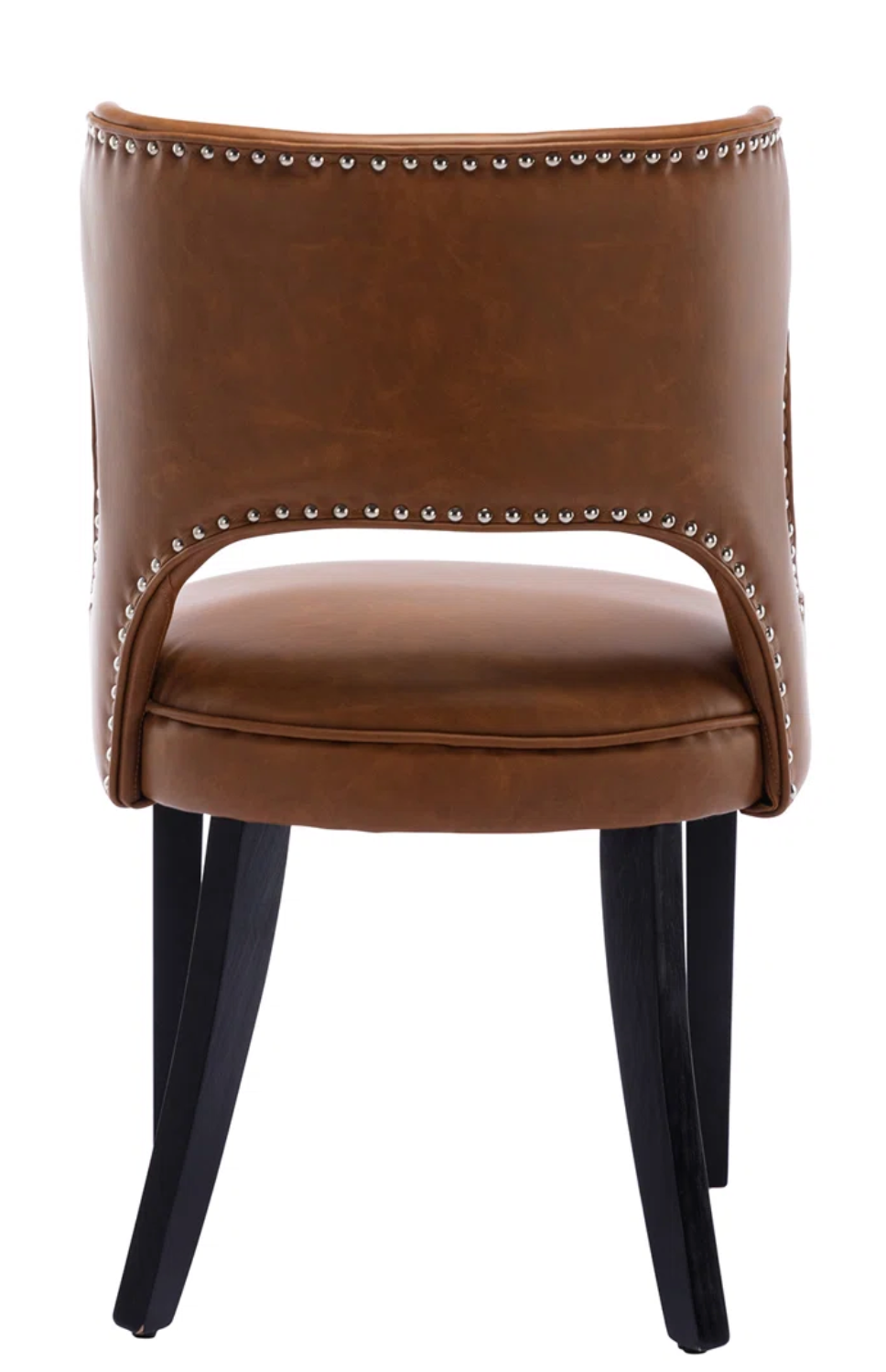 2 MCM Vegan Brown Leather & Wood Dining Chairs 🤎