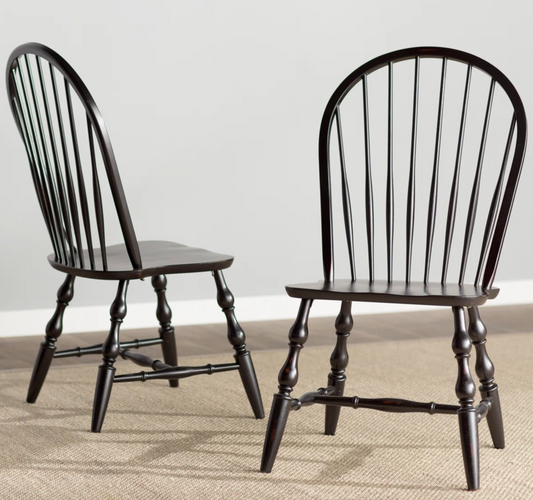 2 black antique solid wood chairs🐰