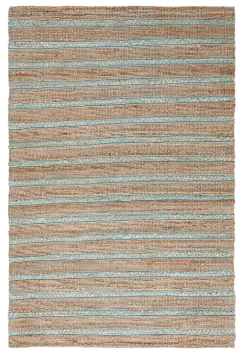 9x12 Teal & Natural Fiber Striped Area Rug⚓