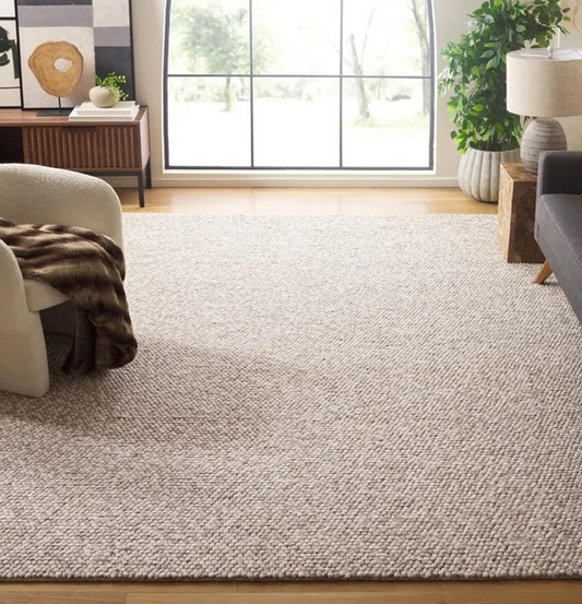 2x3 Beige/Ivory Contemporary Wool & Cotton Woven Rug🐚
