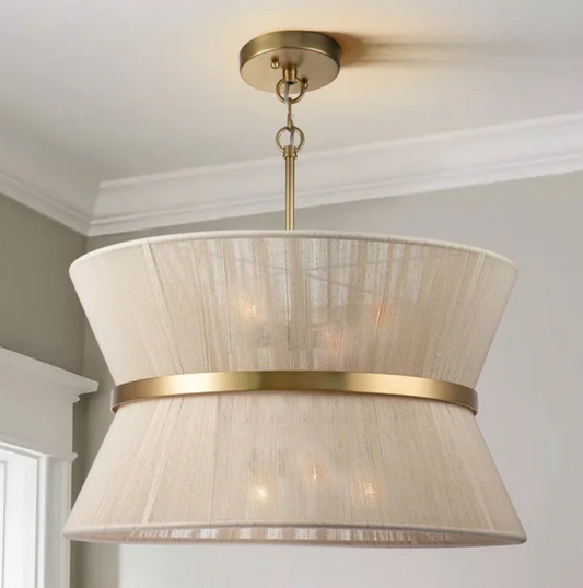 Modern 8-light modern boho hourglass fabric drum 24" chandelier 🌙