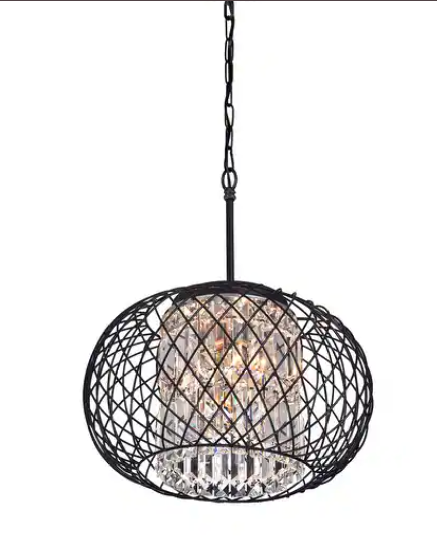 3-light black brushed brown globe chandelier 🖤