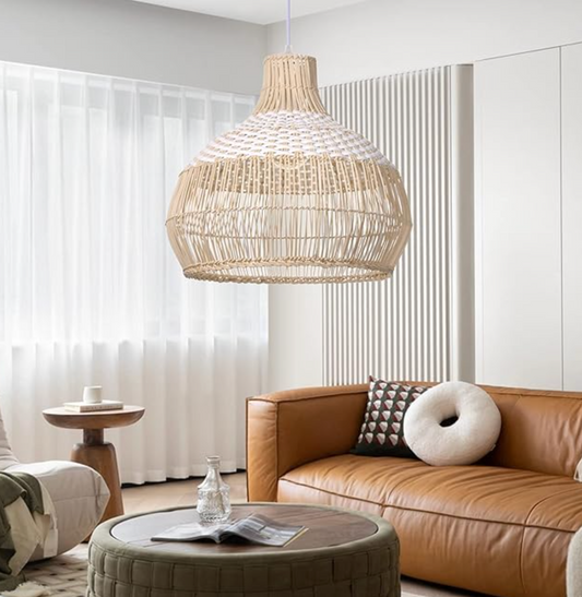 White rattan coastal 14" chandelier 🤍
