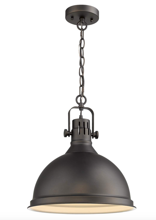 Bronze 14" metal hanging pendant w/ dome shade 💡