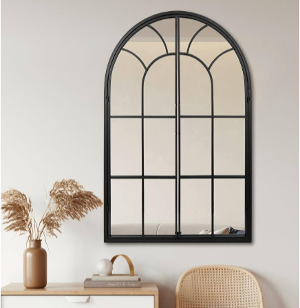 Arched 24x30 black windowpane mirror 🖤