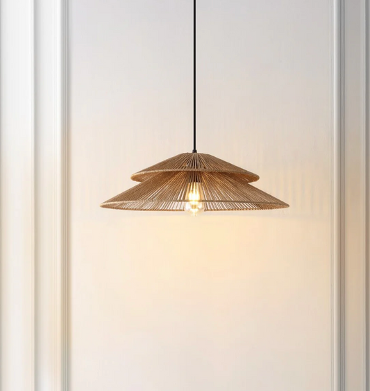 Elegant paper rope 23” pendant light in Natural/Black 🖤
