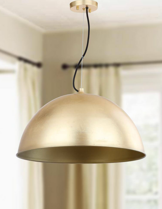 Adjustable gold leaf 21" dome pendant light 💫