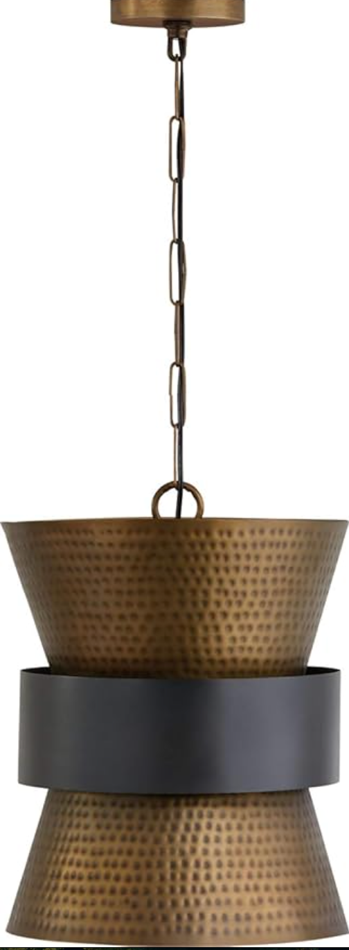 Industrial brass metal 1-light hourglass 13x17 pendant ✨