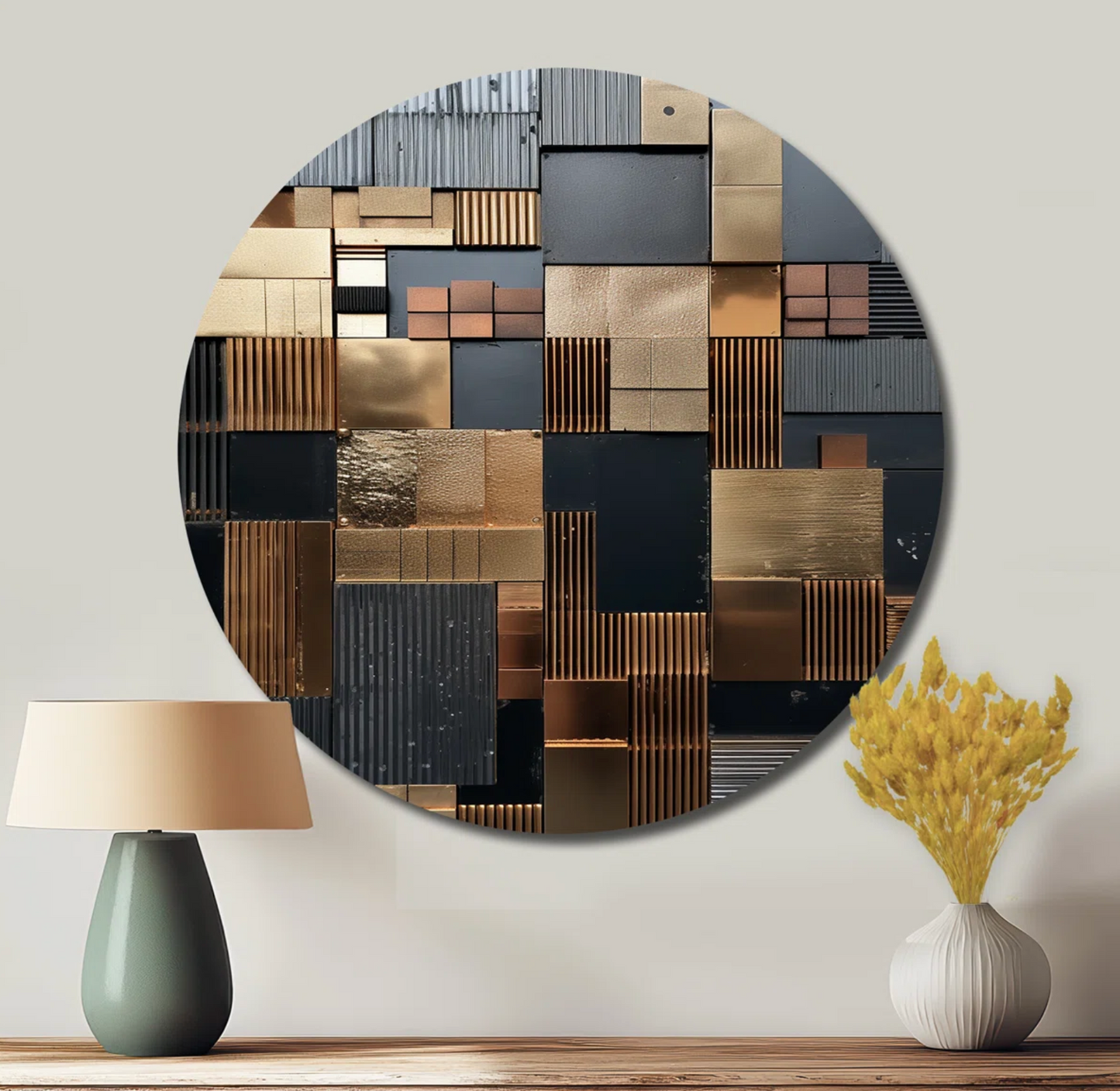 36" abstract round metal art 🟤