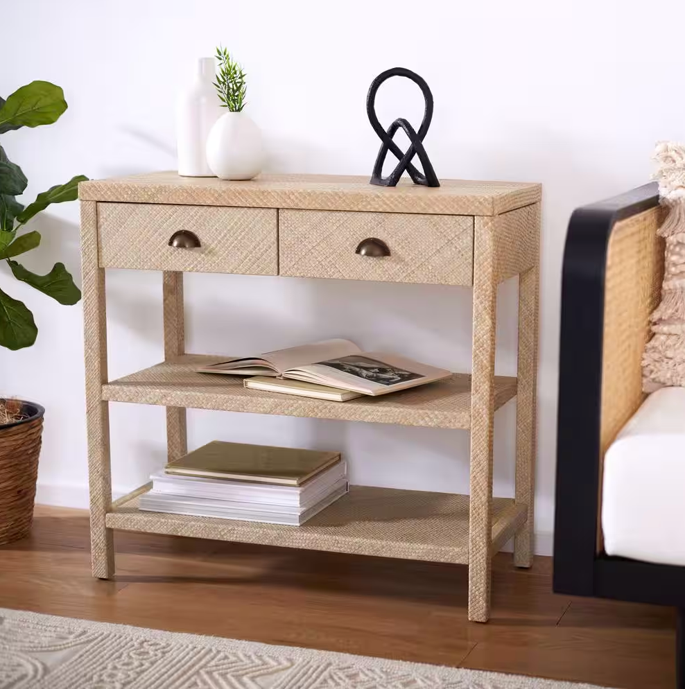 Light natural & wood console table w/ drawers 🪴