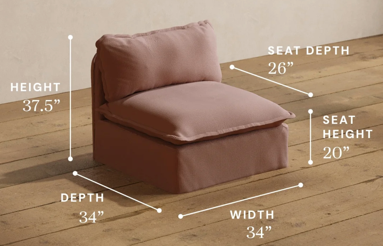 Modular washable armless pink chair🌷