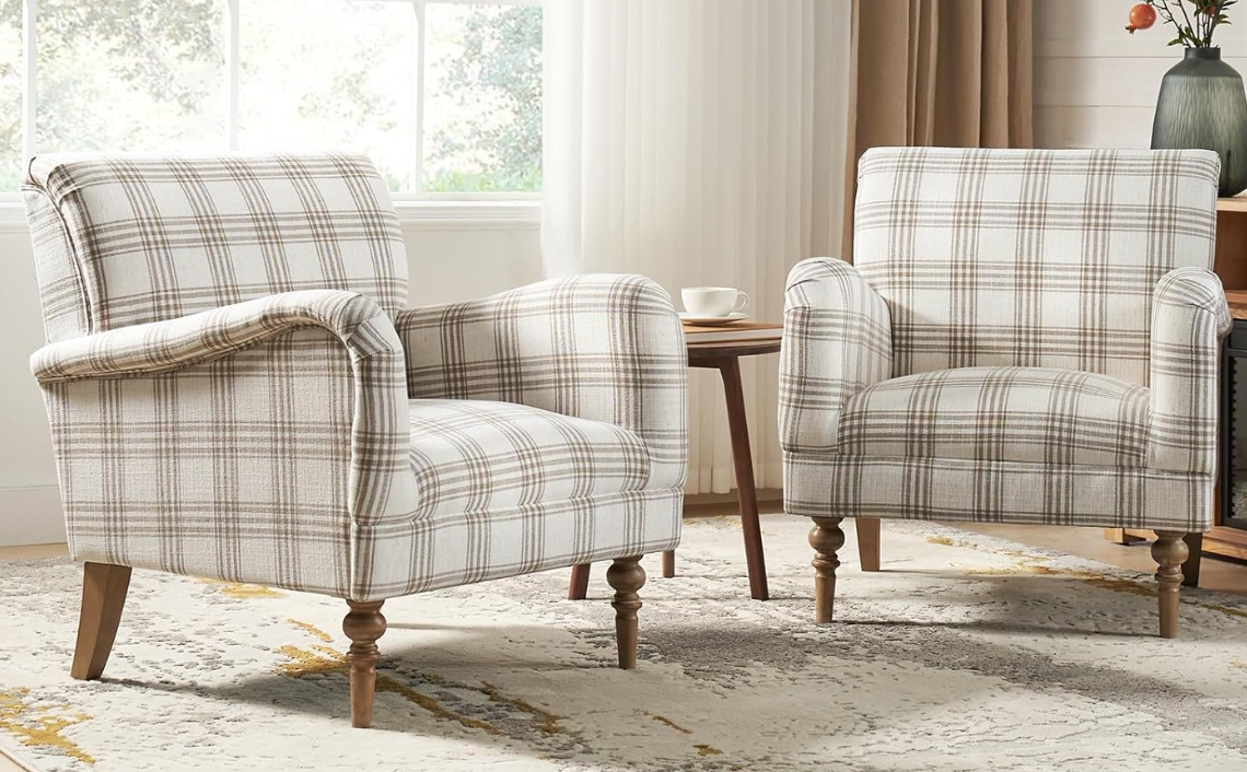 Contemporary modern plaid armchair 🧺